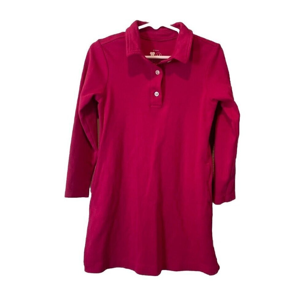 Primary.com Primary Girls 4 5 Dress Polo Pink Long Sleeve Pockets